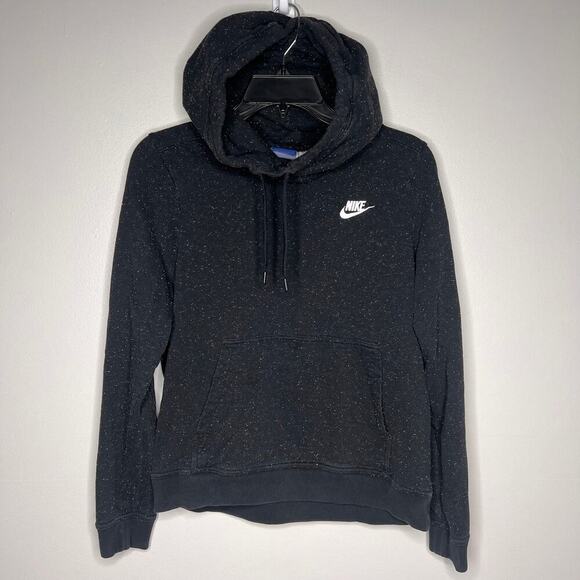Nike Women's Speckle Funnel Neck Hoodie Black Size Medium - Picture 1 of 9